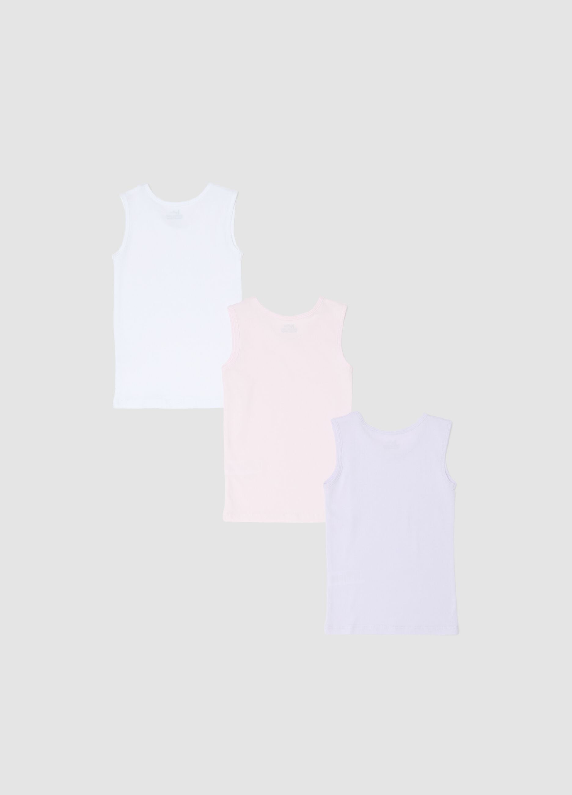 Set of three multicolour cotton vests for baby girls regular fit