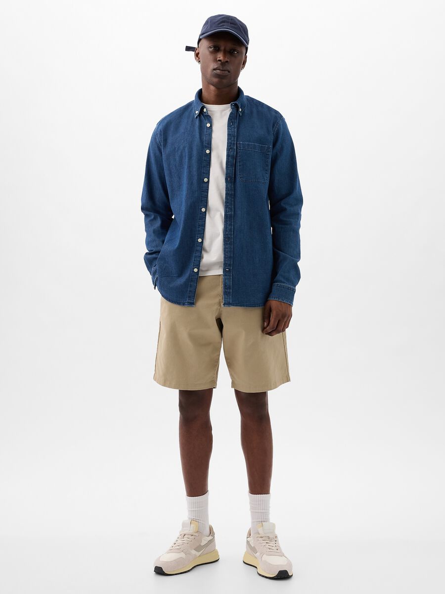 Relaxed-fit Bermuda shorts in stretch cotton_0