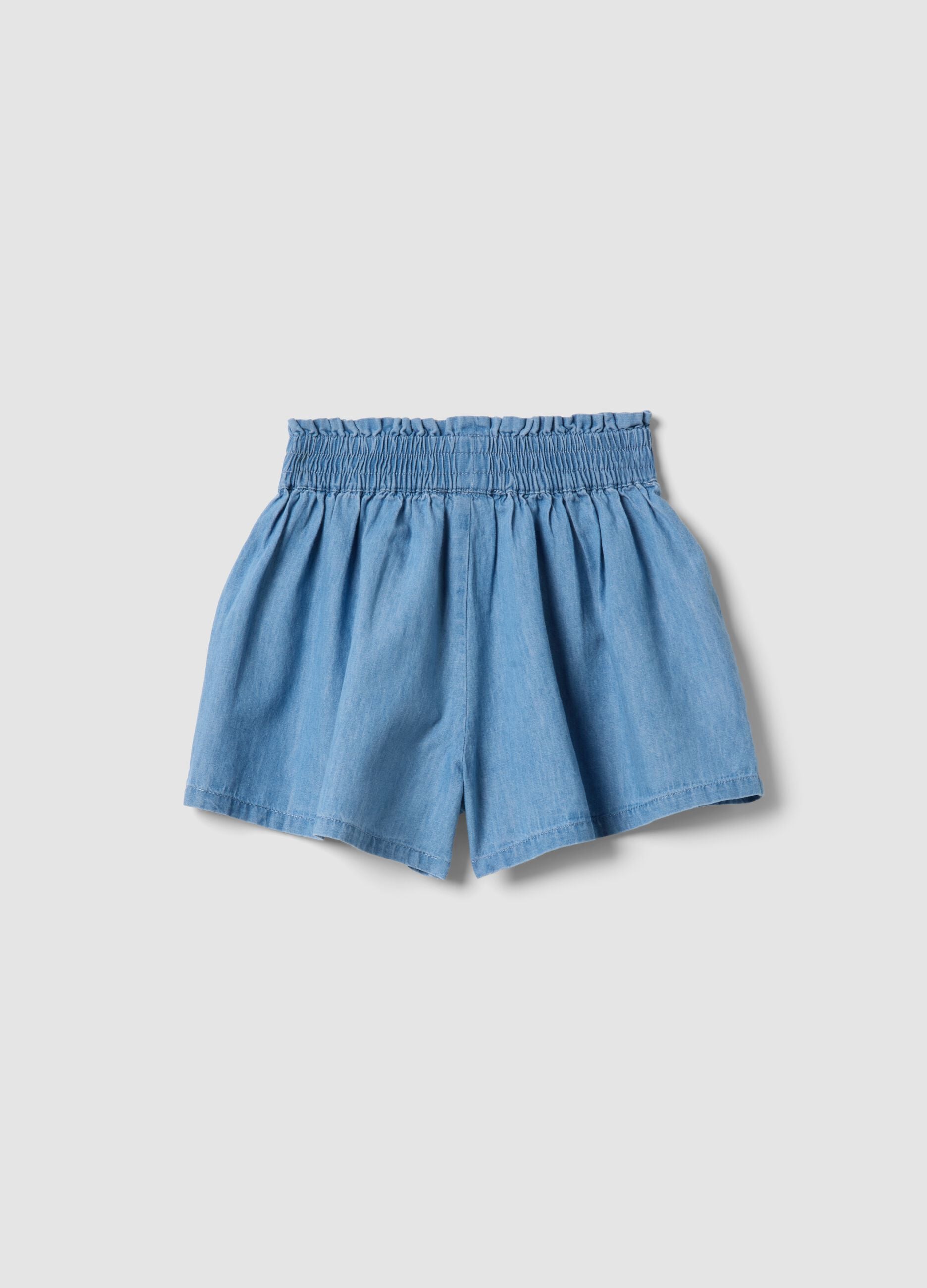 Girls&rsquo; light blue pure cotton denim shorts, regular fit