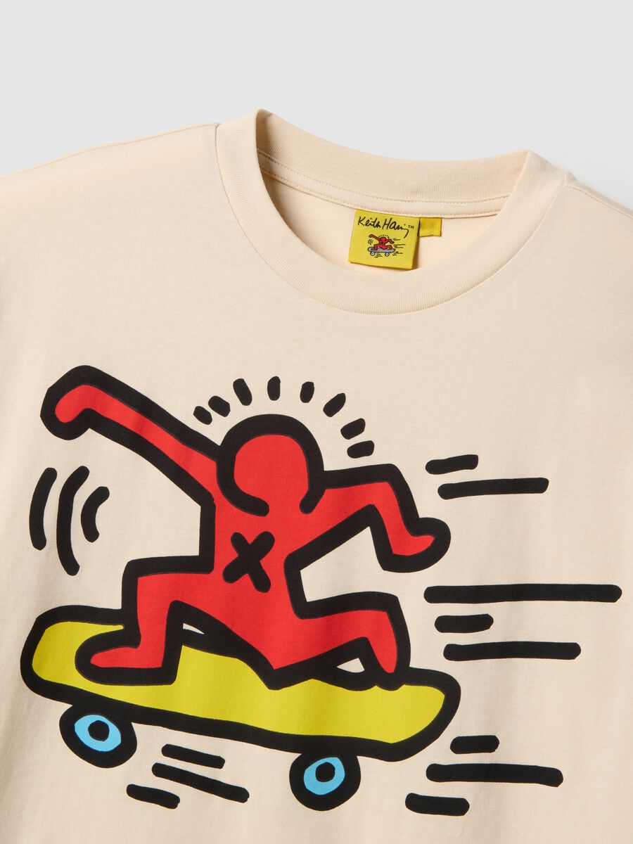 Beige regular fit pure cotton t-shirt with print_5
