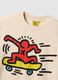 Beige regular fit pure cotton t-shirt with print_5