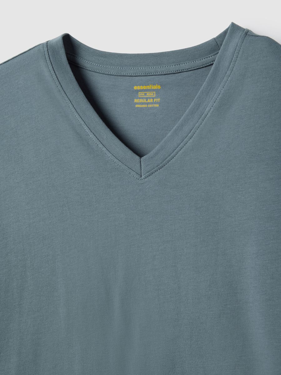 Grey pure cotton T-shirt with regular fit_5