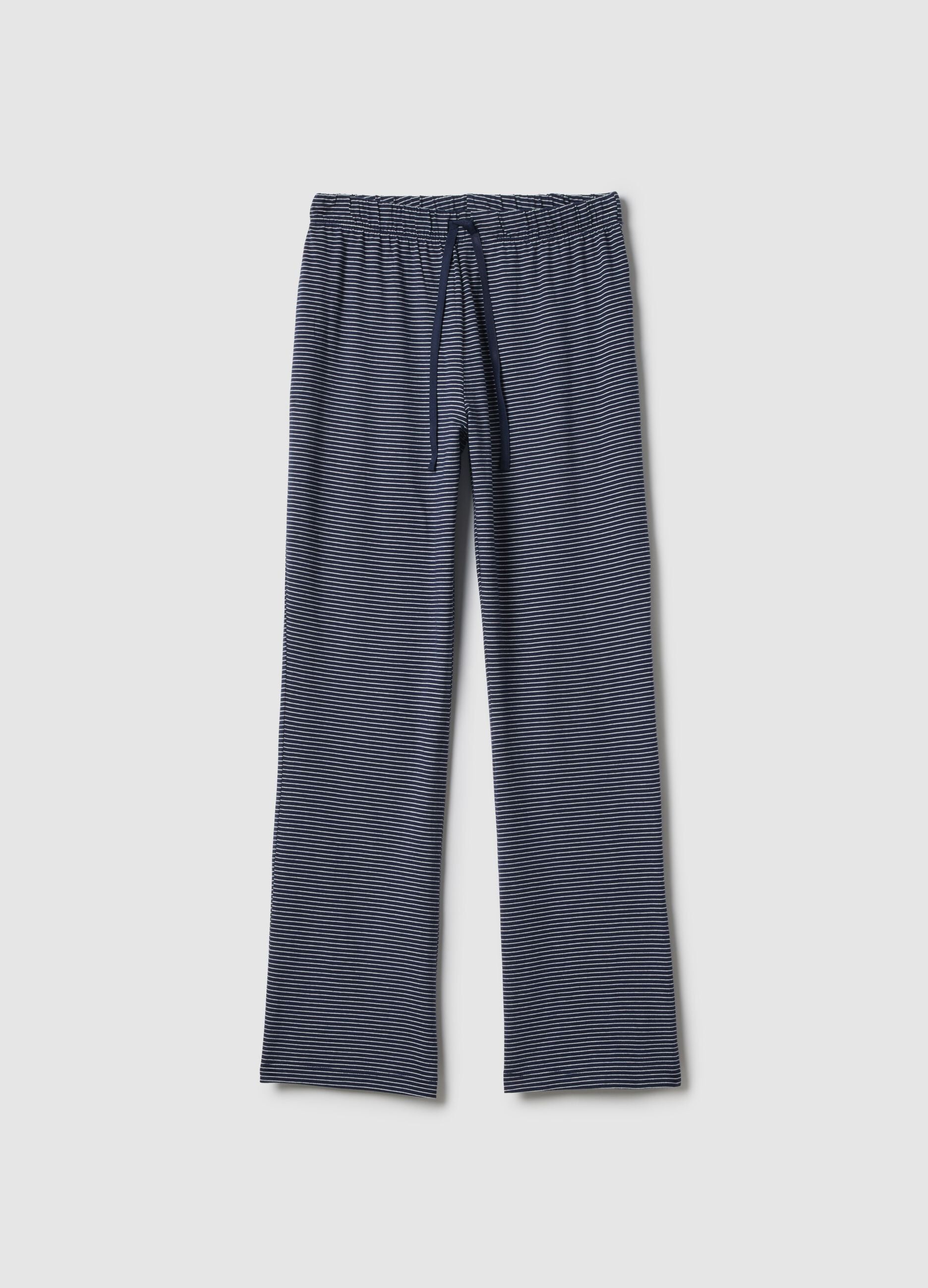 Multicolour striped pure cotton regular fit pyjama trousers