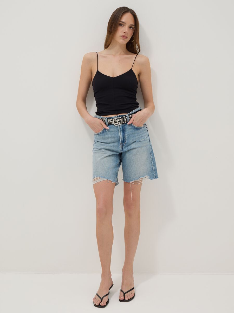 Black organic cotton tank top with thin straps_1