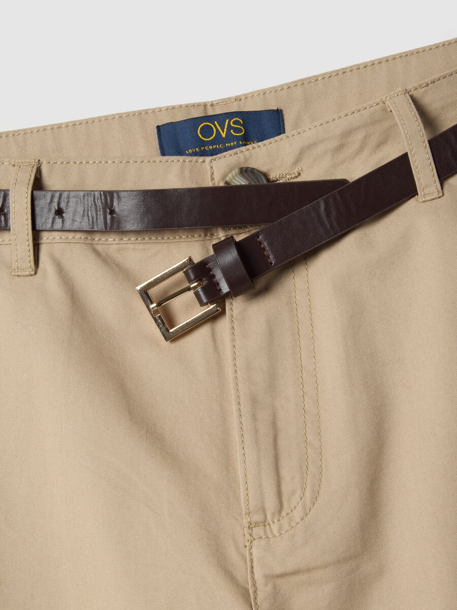 Beige pure cotton chinos regular fit with belt_5