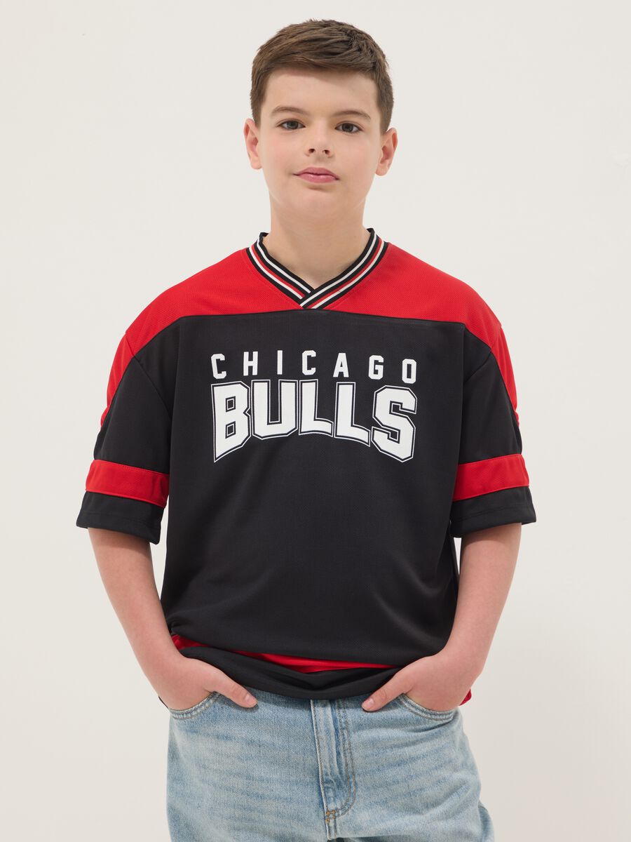 Black and red Chicago Bulls logo T-shirt for kids_0