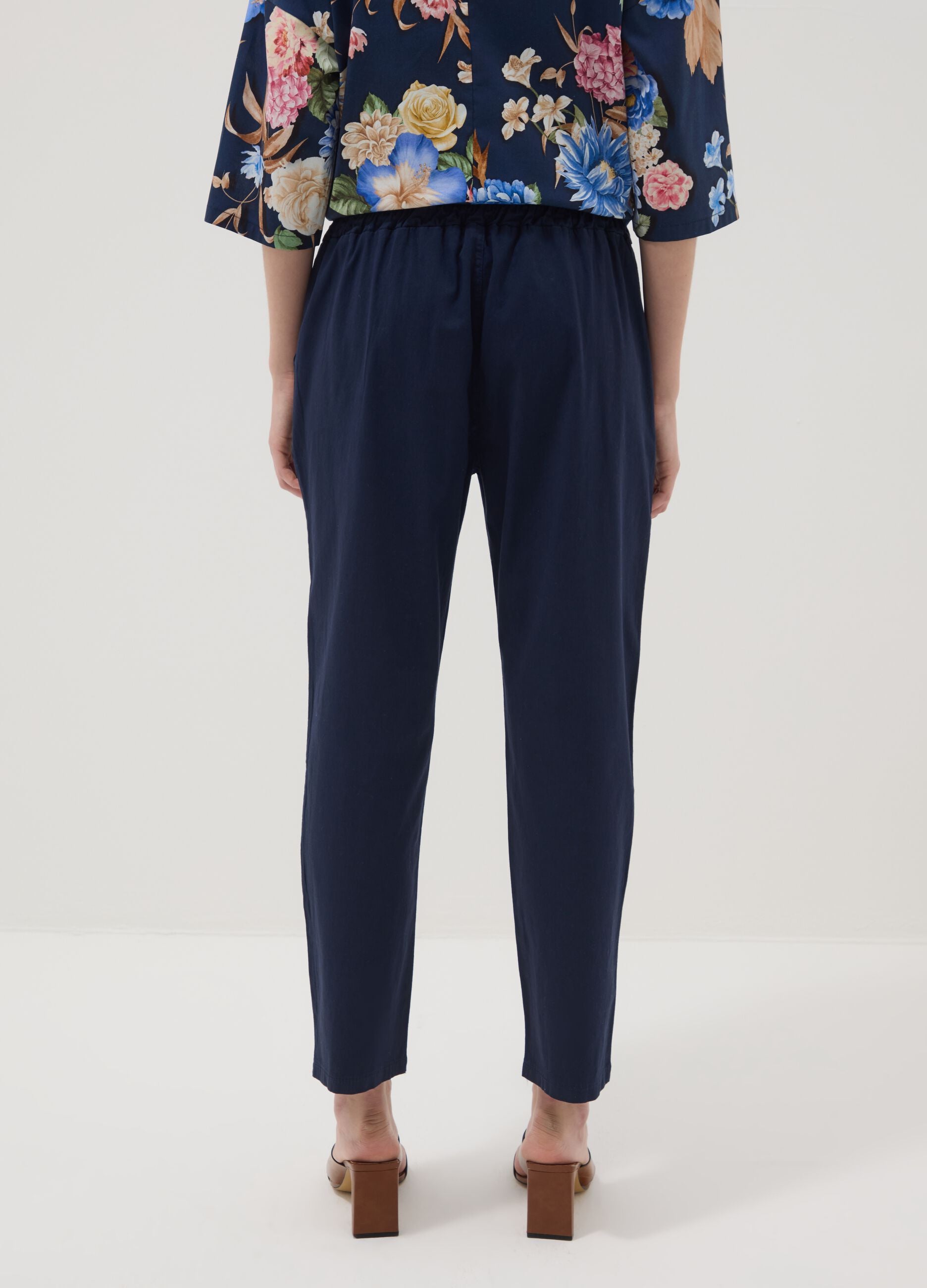 Blue stretch cotton trousers