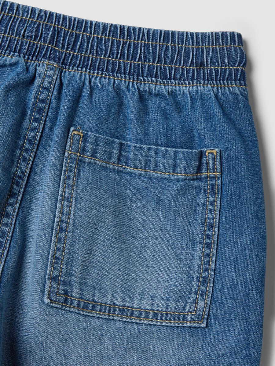 Blue cotton denim shorts for boys, straight fit_3