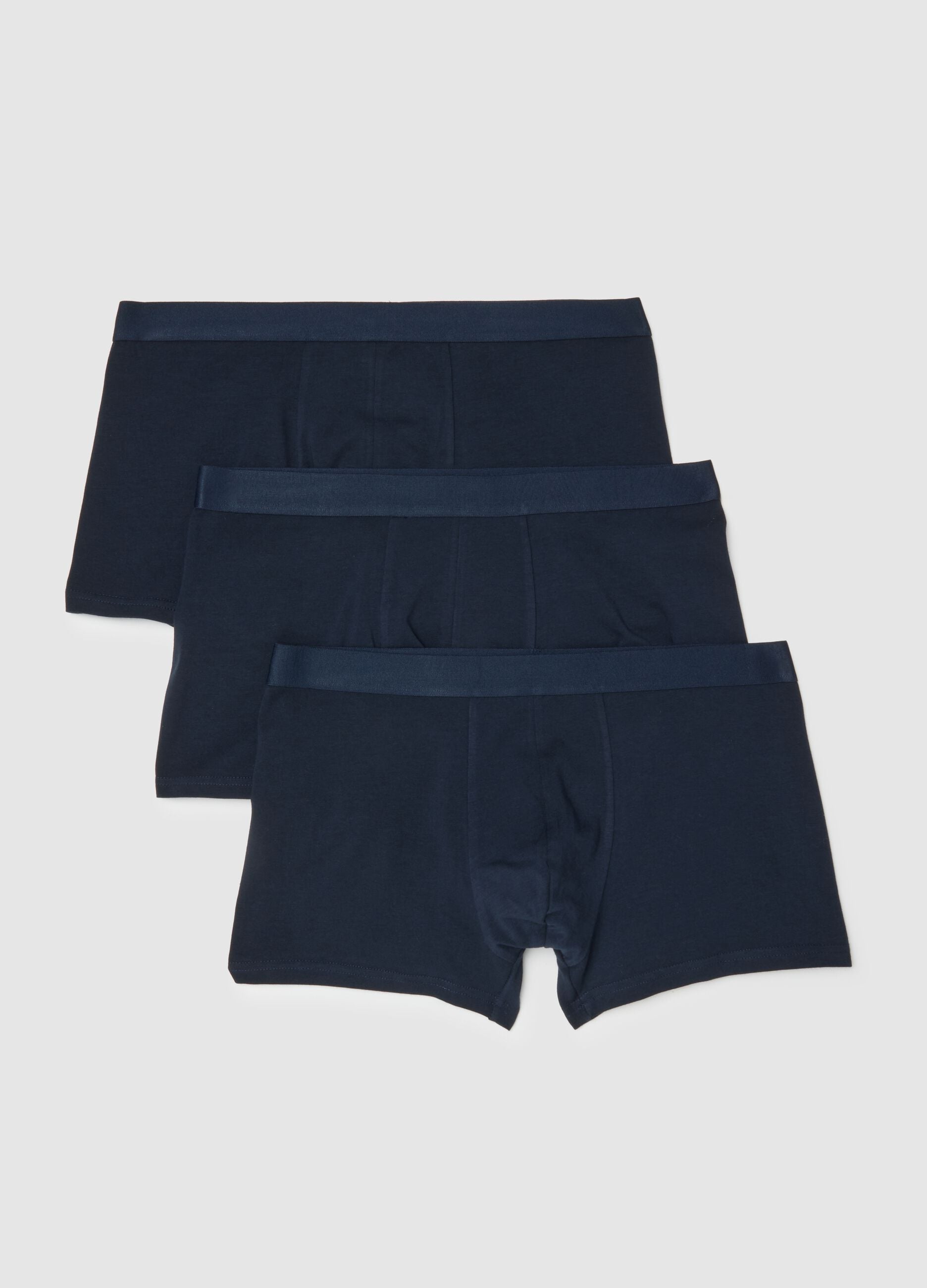 Tripack men's boxer shorts in stretch cotton blue regular fit