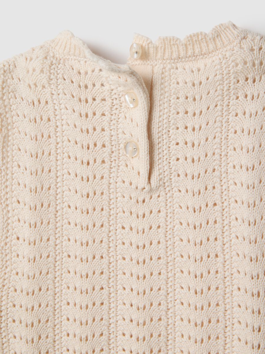 Beige perforated cotton vest for girls regular fit_3