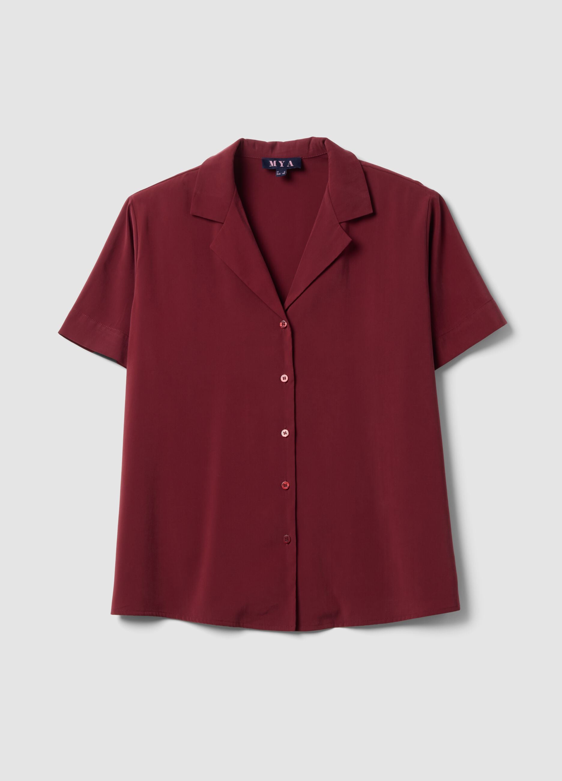 Red oversized short-sleeve shirt in viscose blend