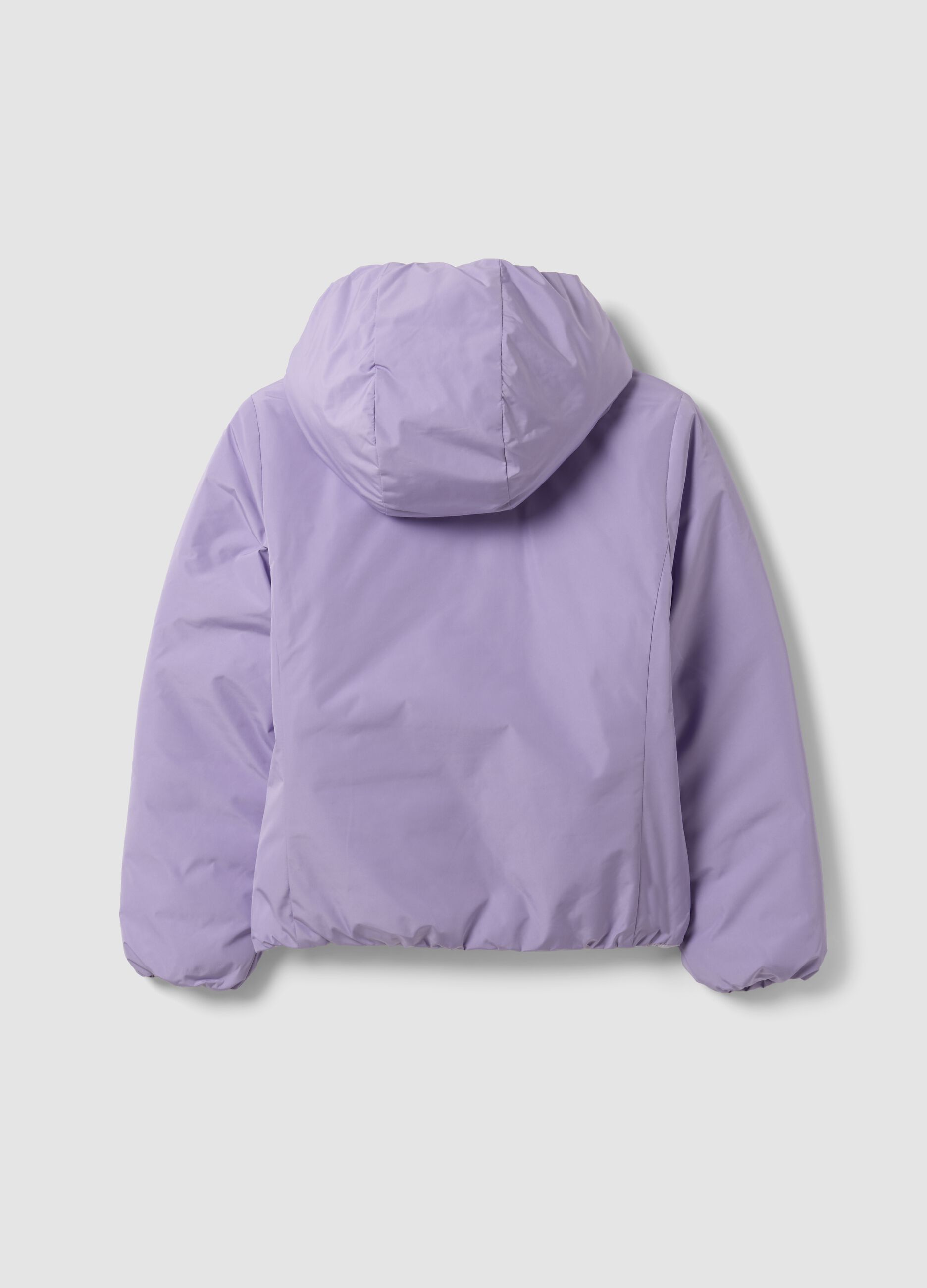 Giacca Ultralight viola reversibile con cappuccio e zip per ragazza