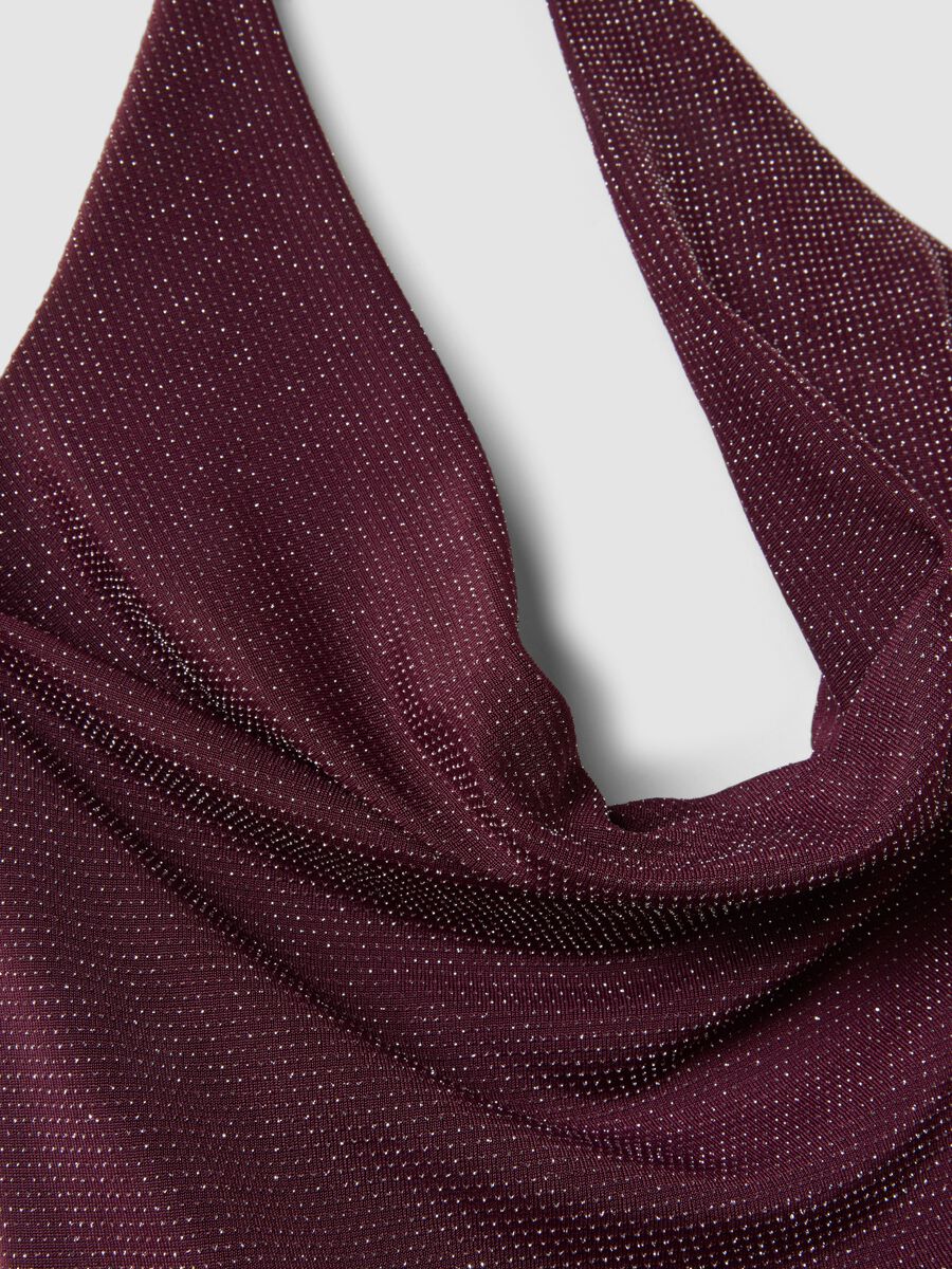 Purple halterneck top in stretch fabric, regular fit_5