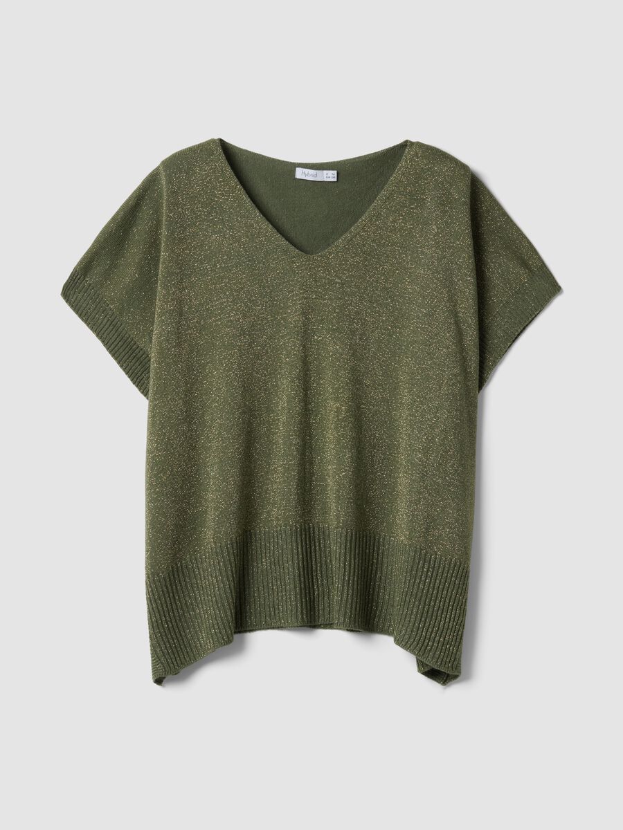 Green modal-blend V-neck top_4