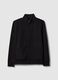 Black cotton-blend regular fit hoodie with full zip_4