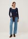 Blue long sleeve pure cotton t-shirt regular fit_1