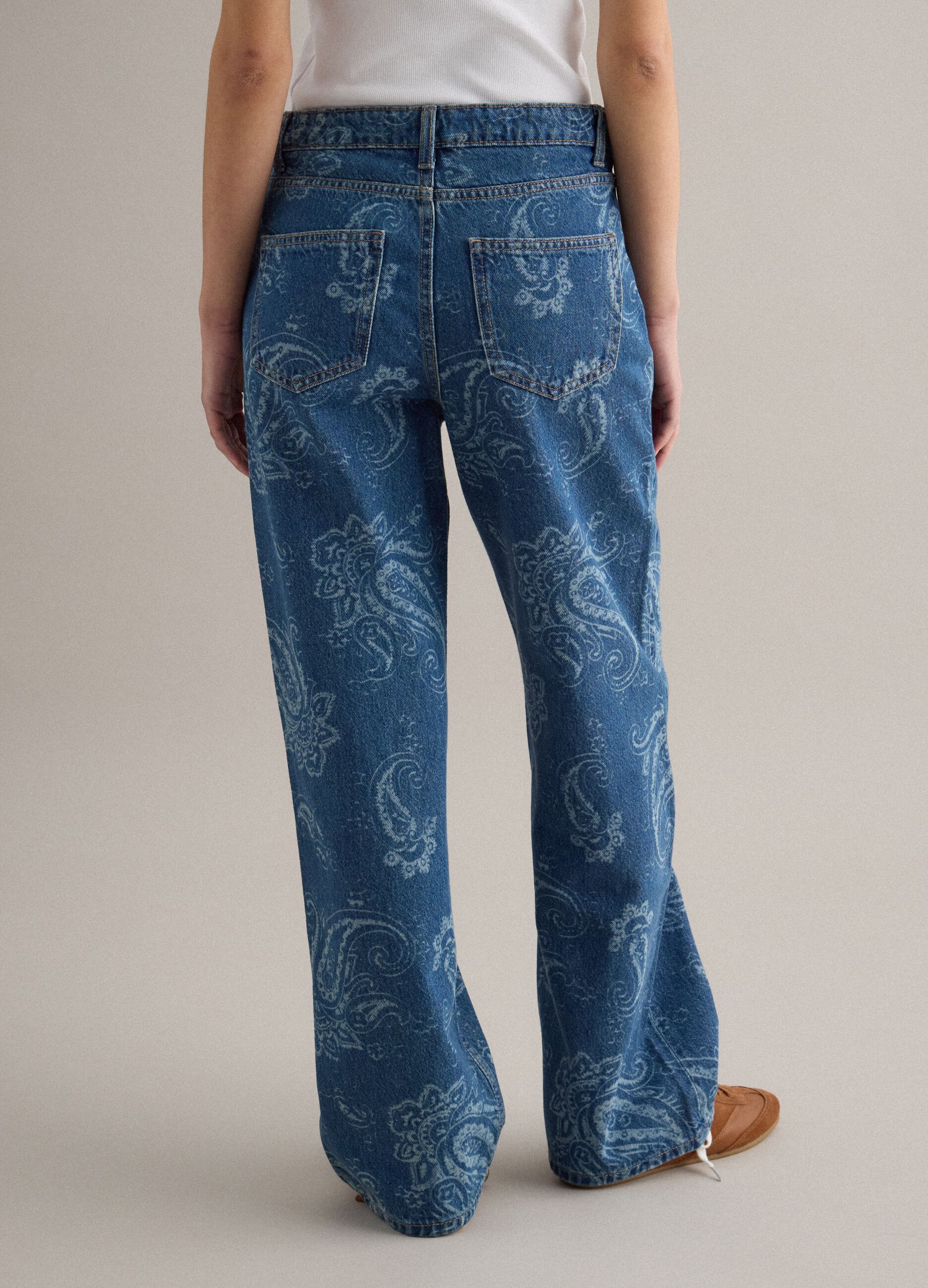 Blue baggy trousers in pure cotton