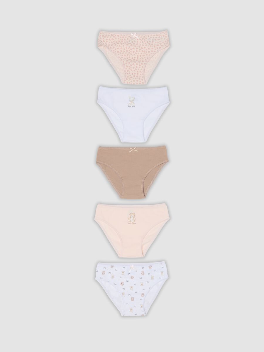 5-pack of multicoloured organic cotton briefs for girls_0