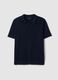 Blue pure cotton polo with buttons, regular fit_4