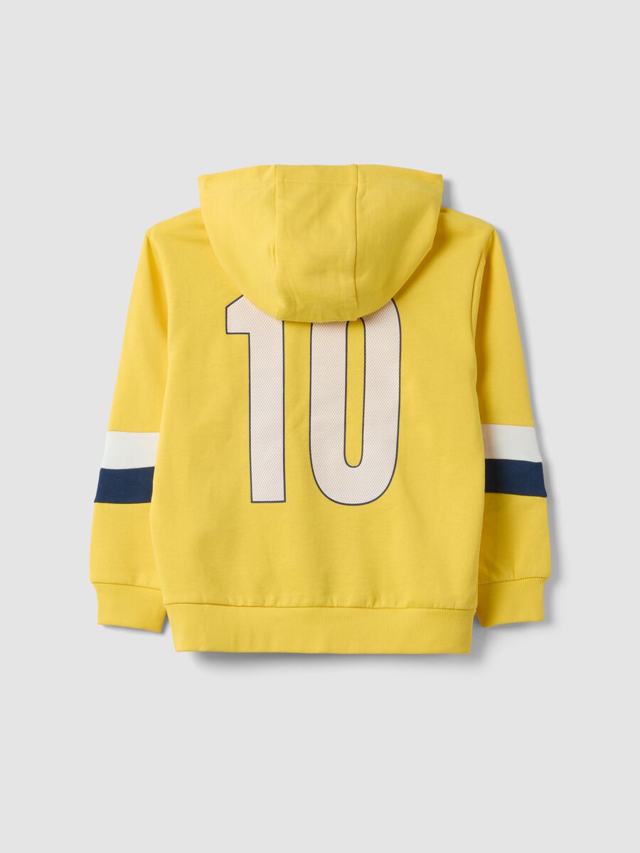 Yellow regular-fit cotton hoodie with logo for boys_1