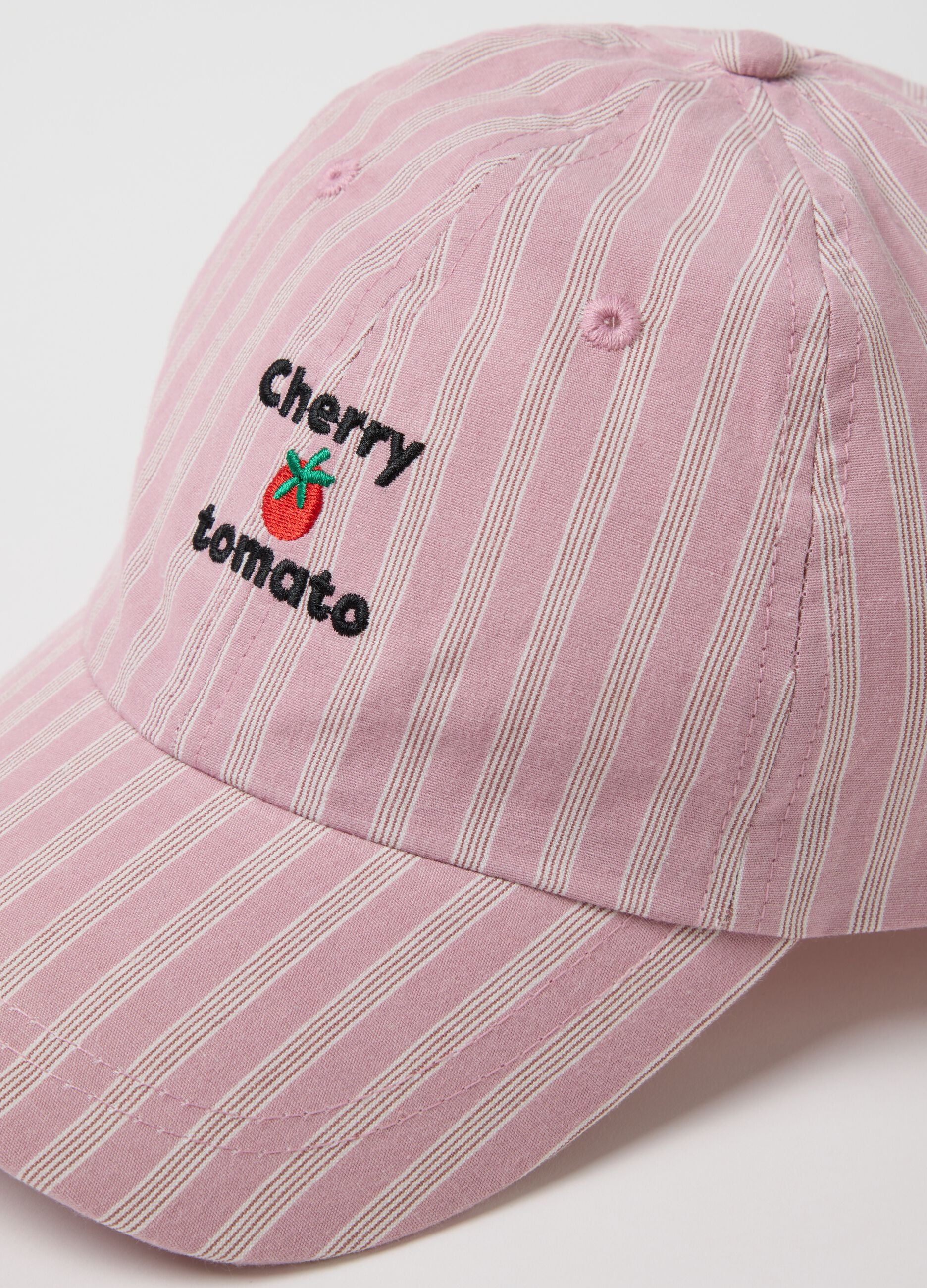 Multicolor striped pure cotton baseball cap with embroidery