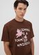 Brown pure cotton jersey slogan T-shirt, regular fit_0
