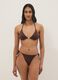 Bikini a triangolo in tessuto elasticizzato marrone con pietre_1