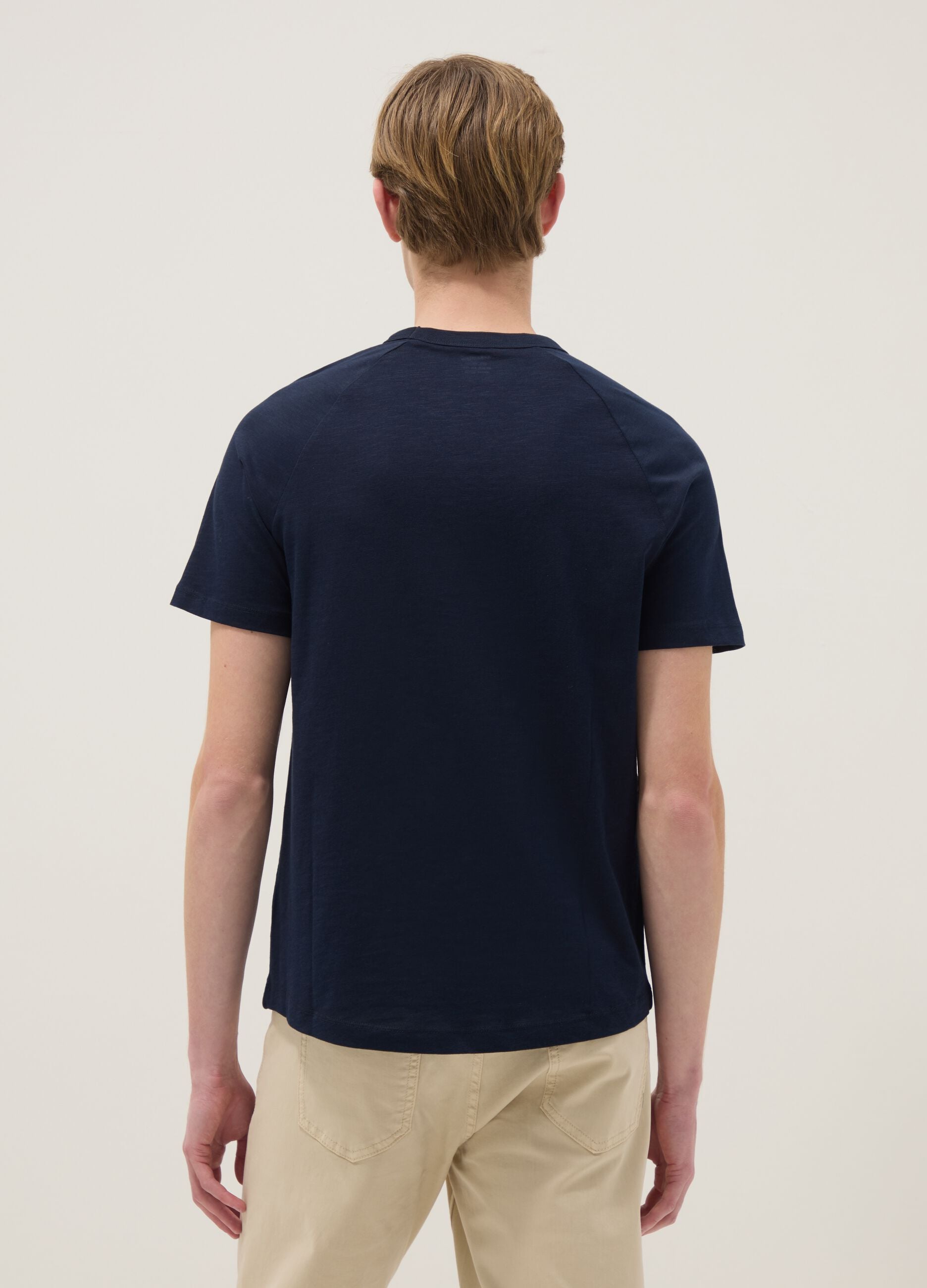Regular fit blue pure cotton T-shirt