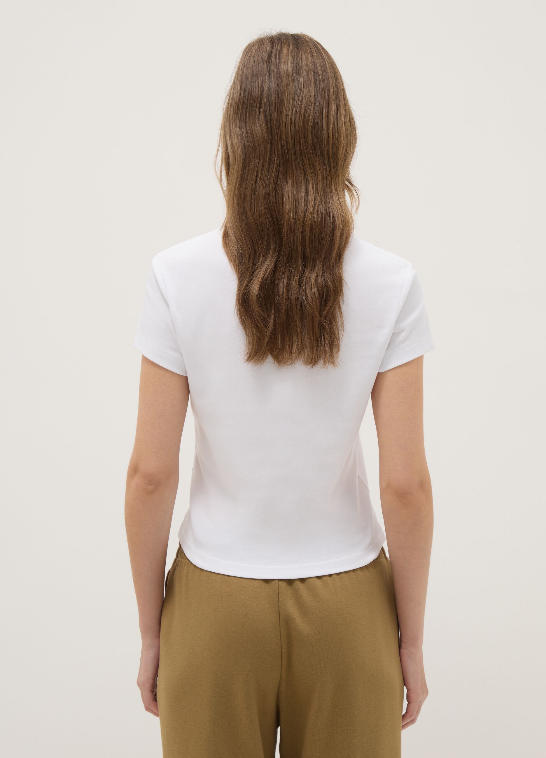 White slim fit stretch cotton T-shirt