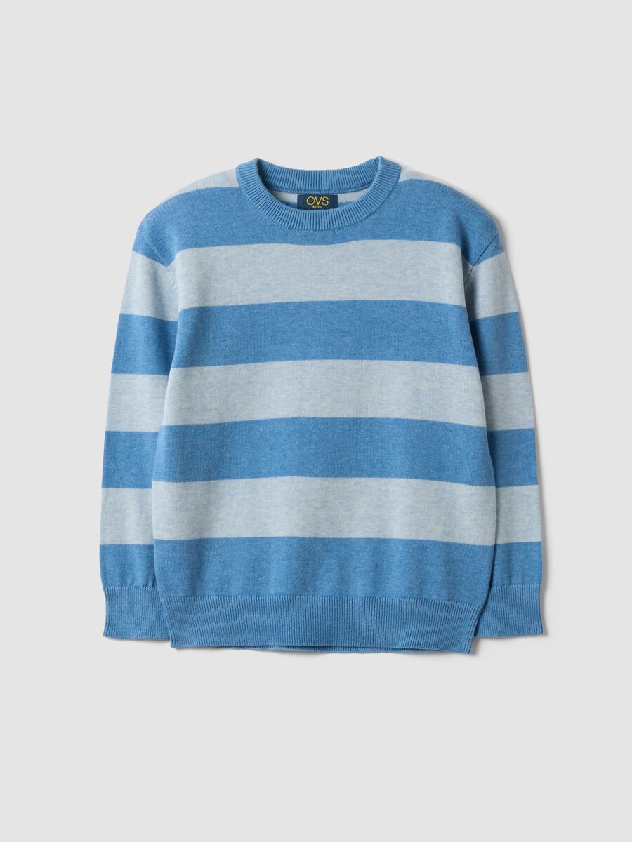 Multicolour pure cotton striped oversized fit top for boys_0