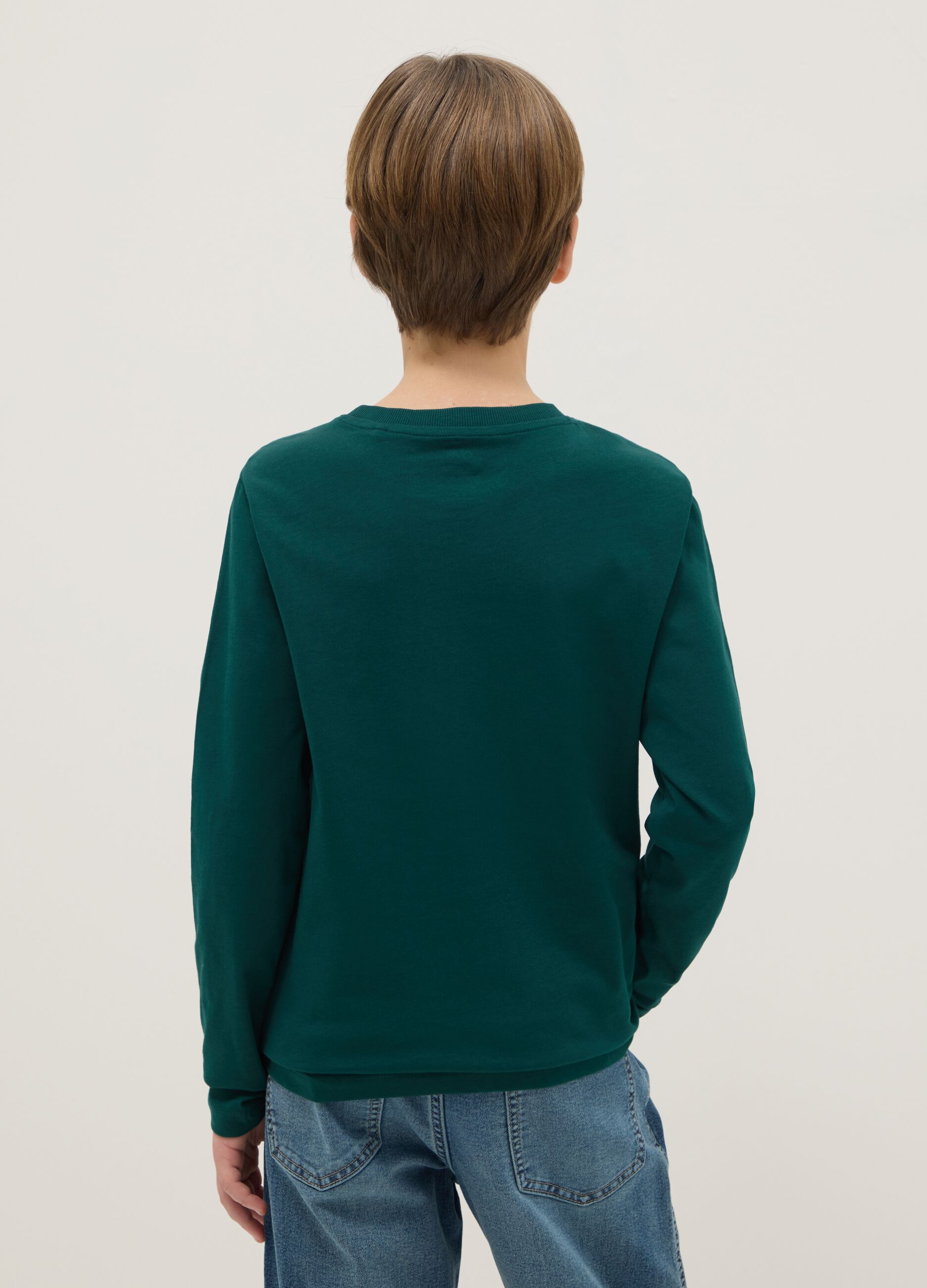 Boys' Pure Cotton Green Long Sleeve Top