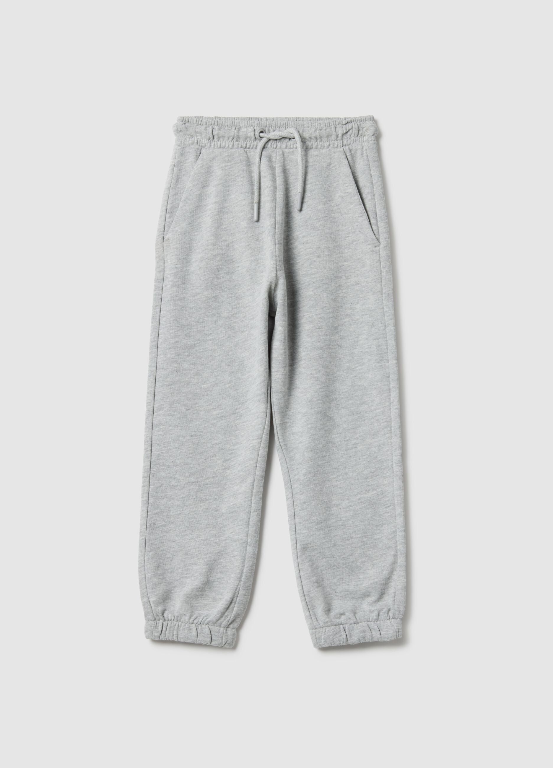 Children's grey regular fit pure cotton trousers