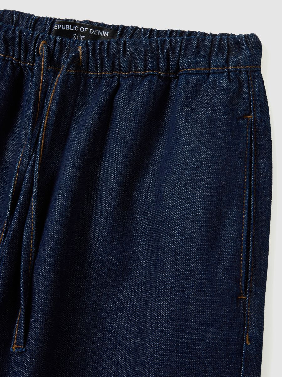 Pure Cotton Blue Denim Jogger Trousers Regular Fit_5