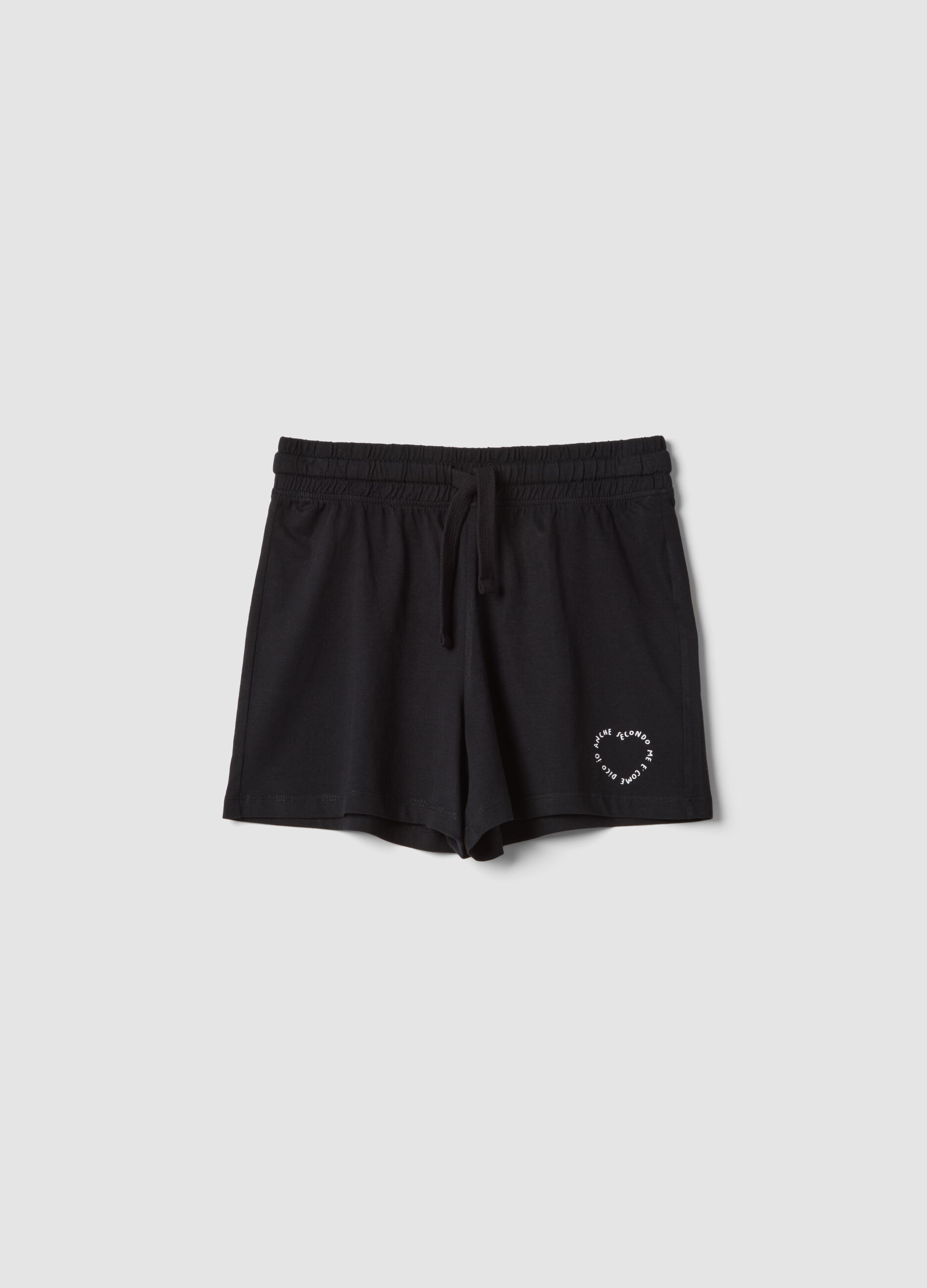 Girls&rsquo; pure cotton black shorts with elasticated waistband