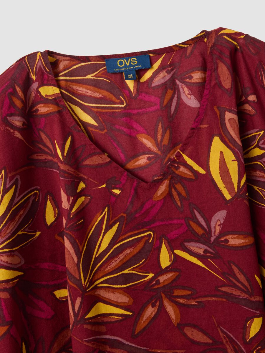 Multicolour pure cotton beach cover-up with floral print_5