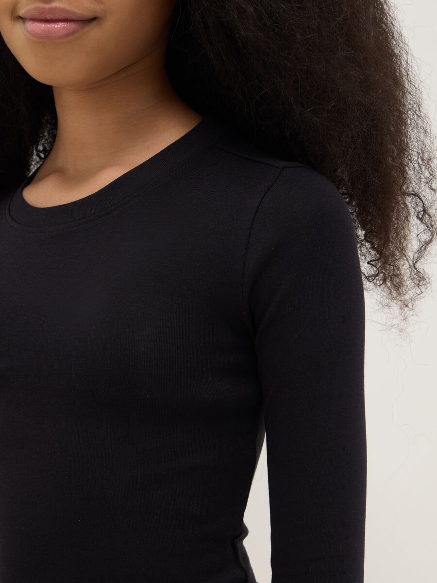 Girls' Slim Fit Black Stretch Cotton T-shirt_2