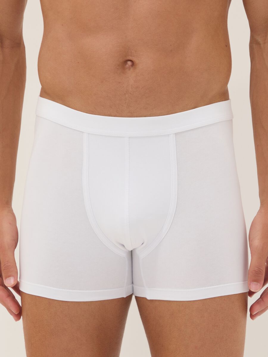 Bipack di boxer midi bianchi in cotone Supima elasticizzato_1