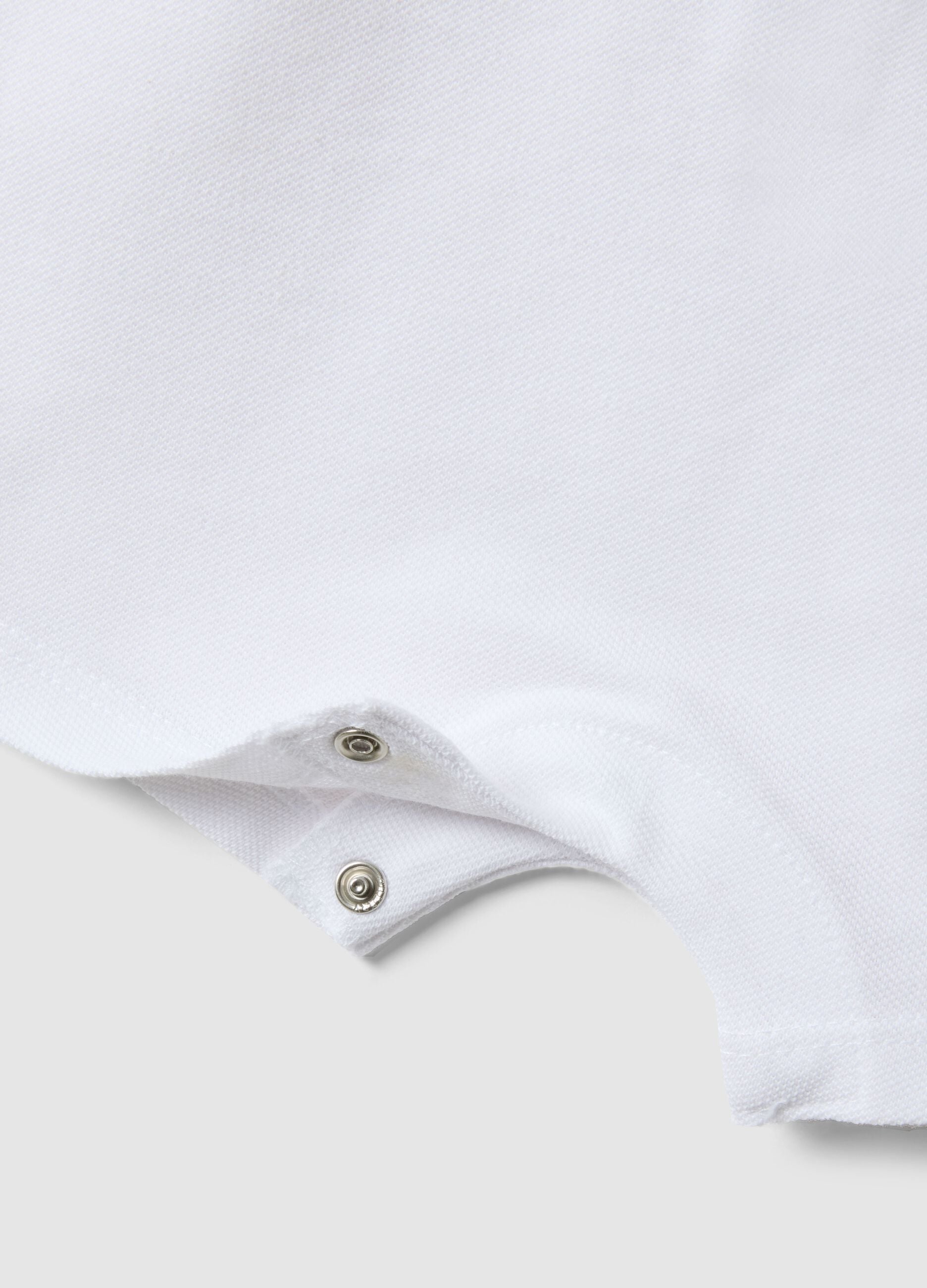 White pure cotton baby romper with fish embroidery