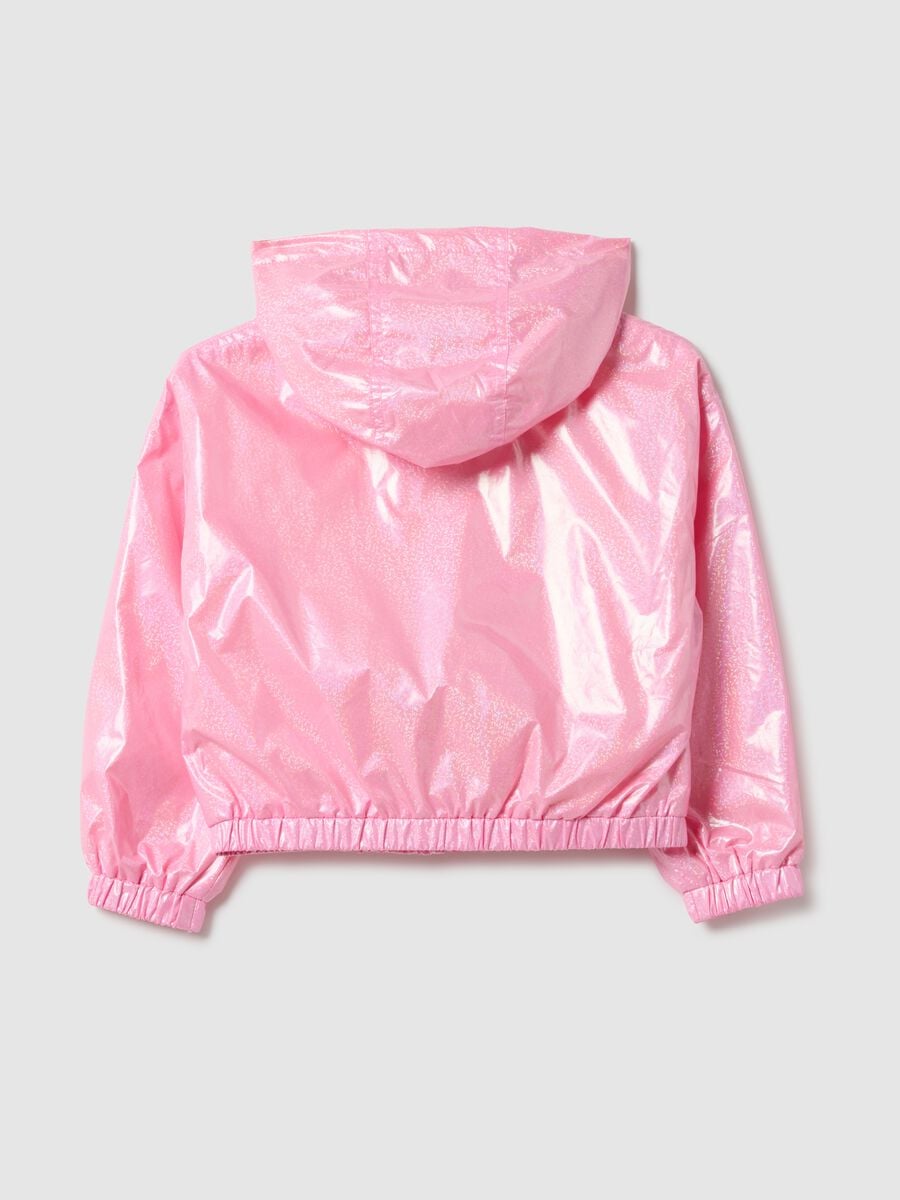 Pink glitter jacket with hood for girls regular fit_1