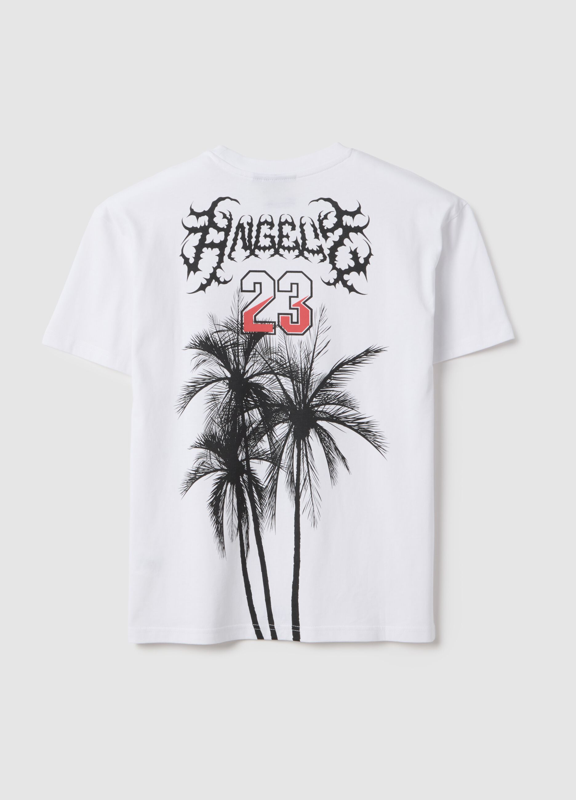 Oversized white cotton kids' T-shirt with print