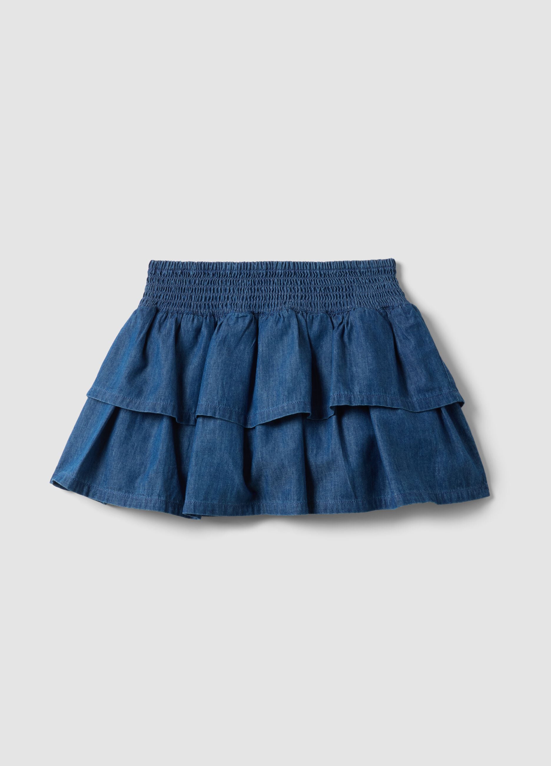 Girls&rsquo; blue denim cotton skort, regular fit