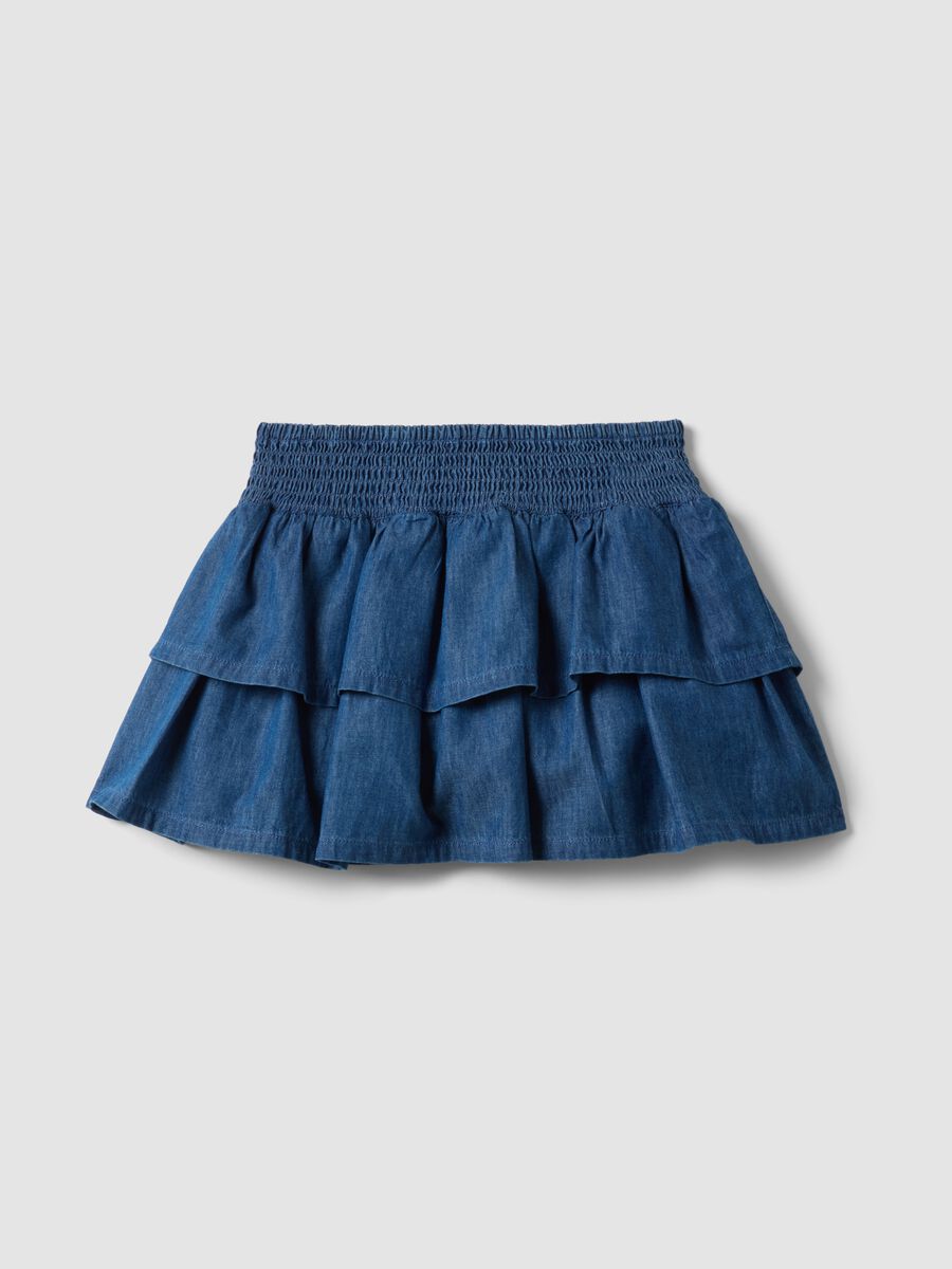 Girls&rsquo; blue denim cotton skort, regular fit_3
