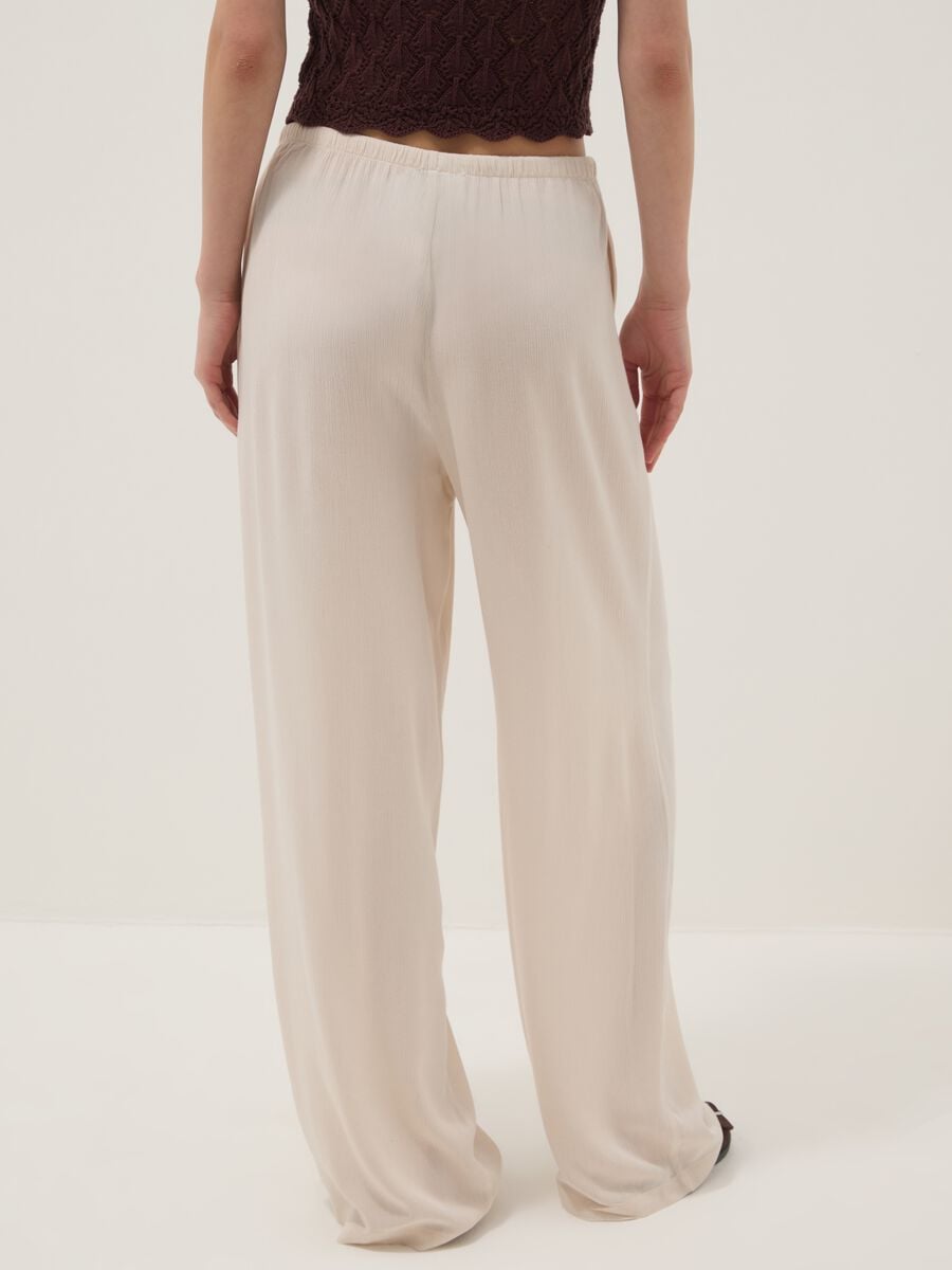 White pure viscose trousers with drawstring, relaxed fit_2