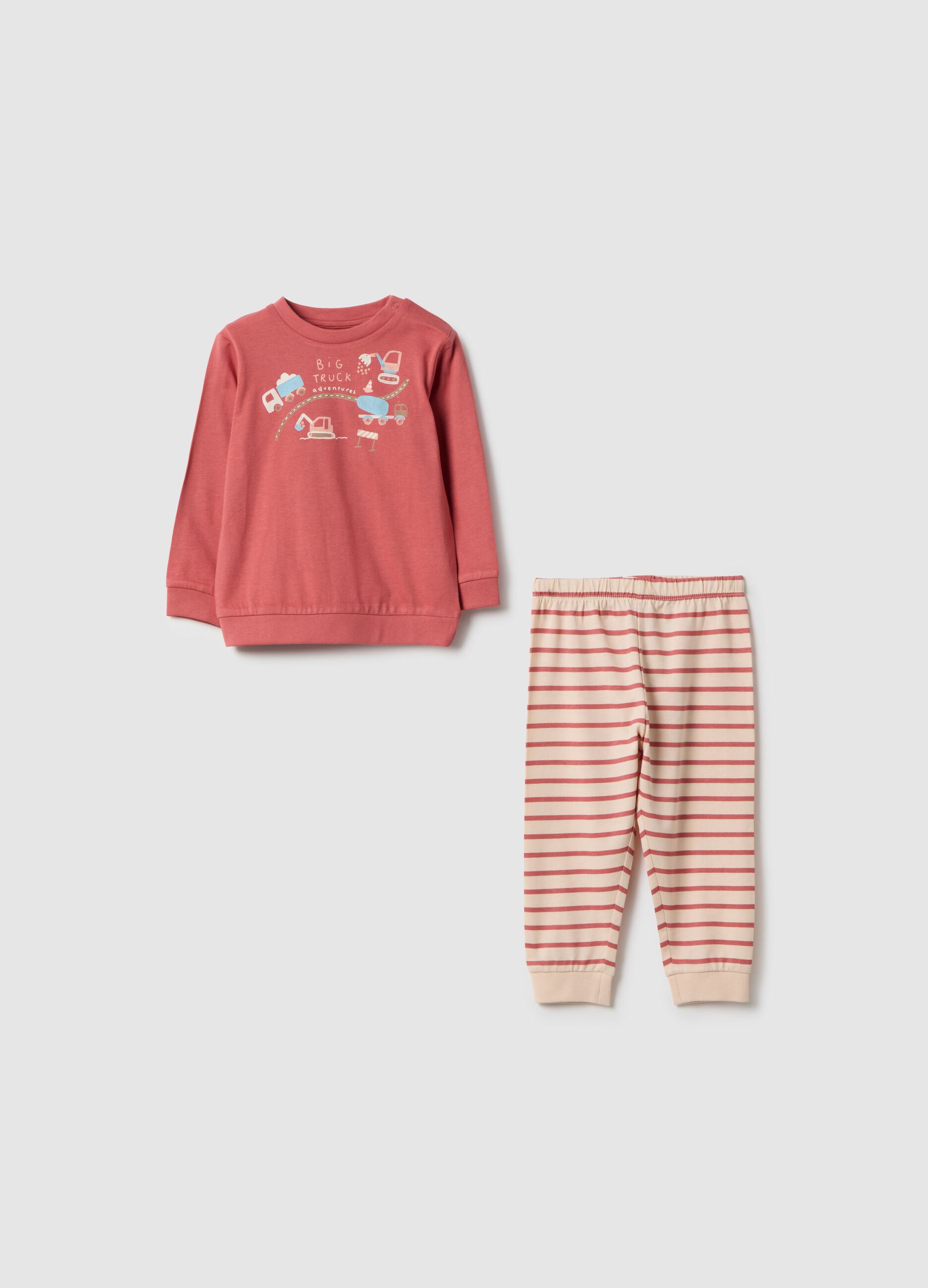 Newborn's multicolour striped pyjamas in pure cotton regular fit
