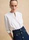 White cotton blend regular fit shirt with mandarin collar_2