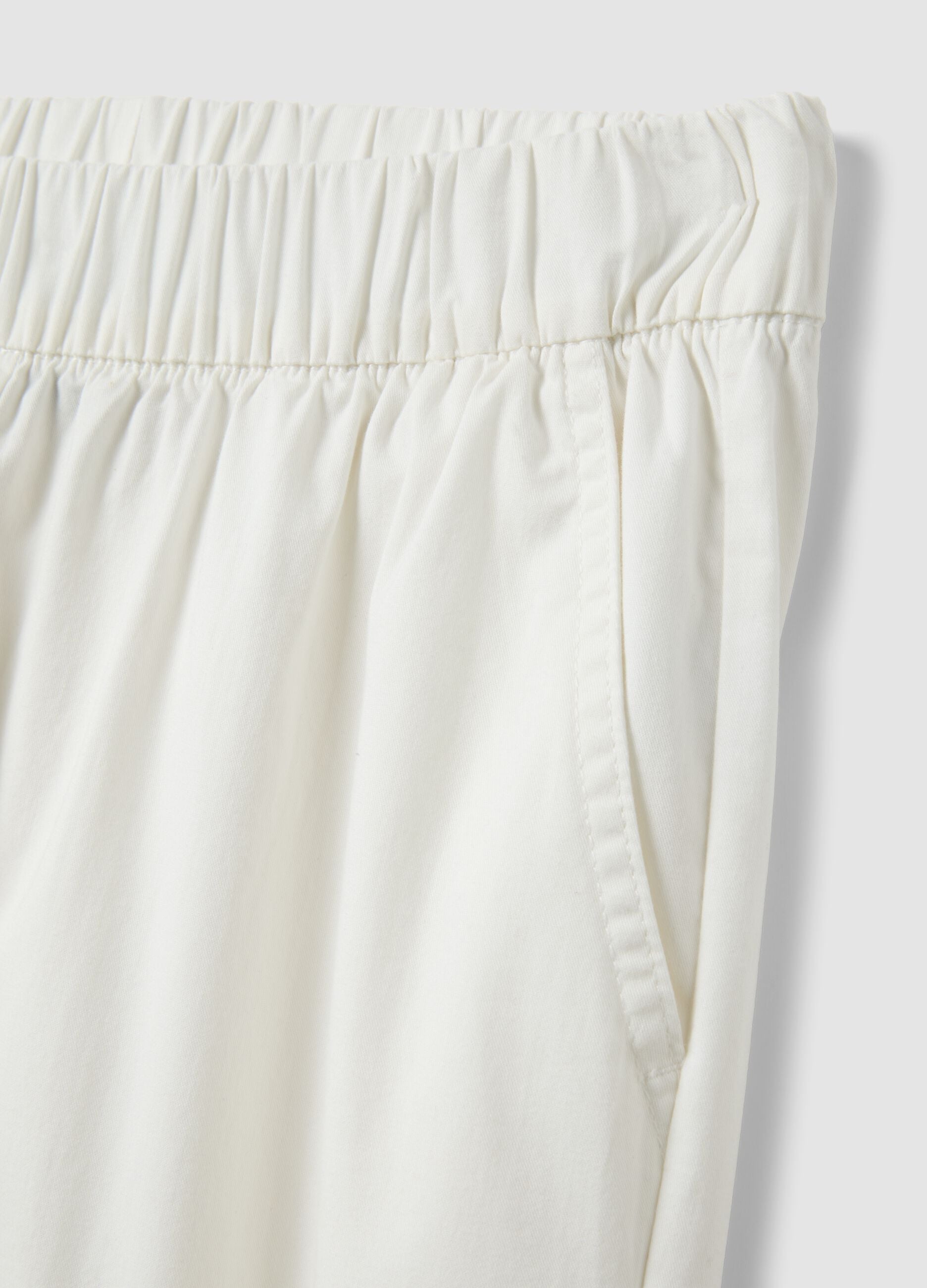 White cotton stretch straight jogger trousers
