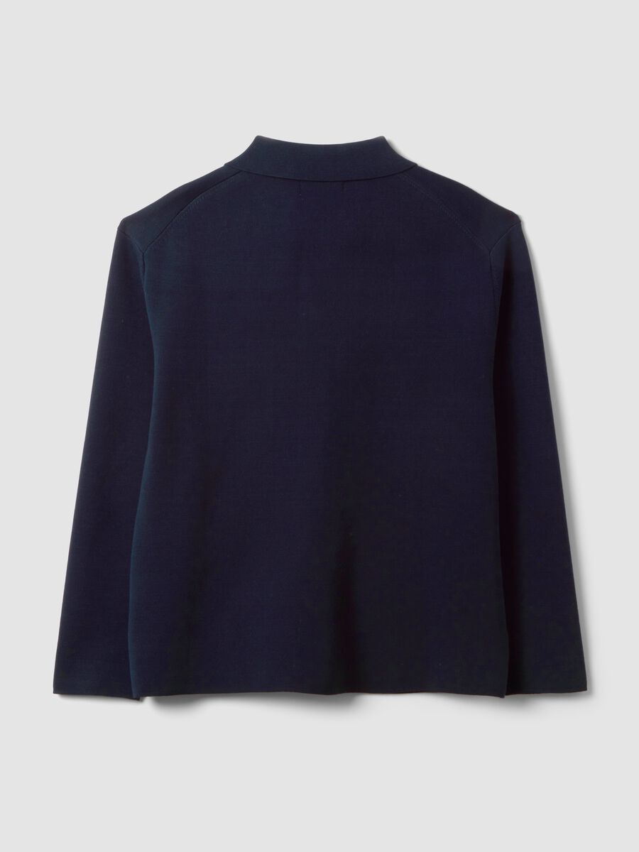 Cardigan blu con colletto in misto cotone regular fit_6