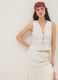 White pure cotton blouse regular fit with bow closure_0