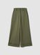 Green stretchy cotton blend wide leg trousers regular fit_4