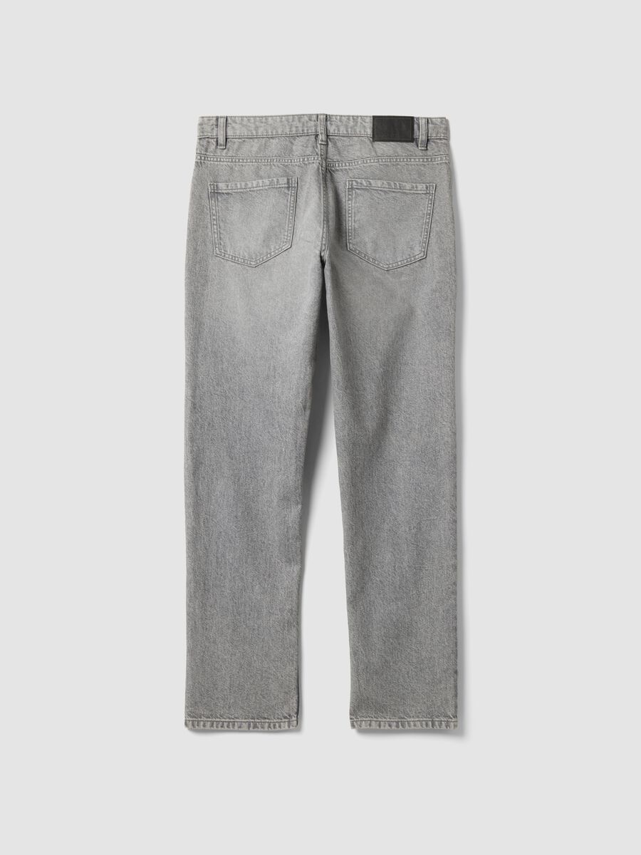 Grey regular-fit denim jeans in pure cotton_1